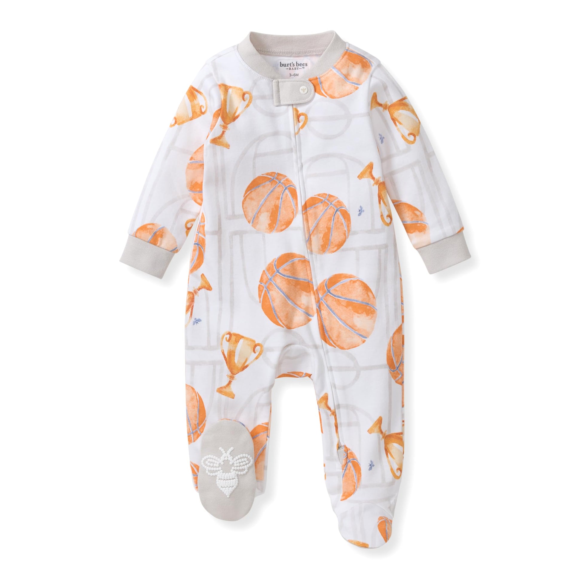 Burt's Bees Baby Boys Sleep and Play Pajamas, 100% Organic Cotton, One-piece PJs, Diagonal Zip Up Loose Fit Footie