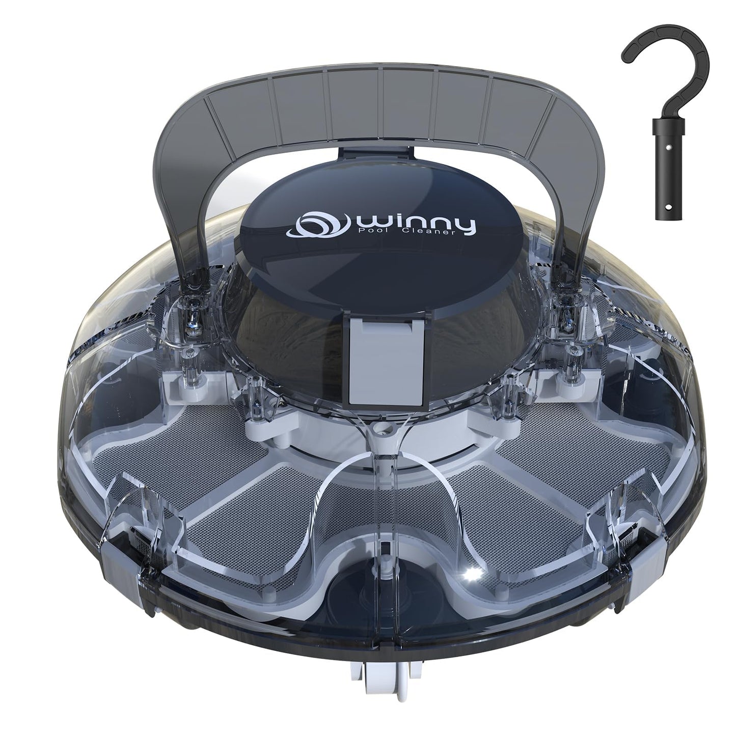 (2026 Upgrade) Cordless Pool Vacuum for Above Ground Pool, Automatic Pool Cleaner Robot Cleaning Up to 660 sq.ft, Dual-Layer Filtration, 90 Mins Runtime, Self-Parking, with Hook (Light Tinted Black)