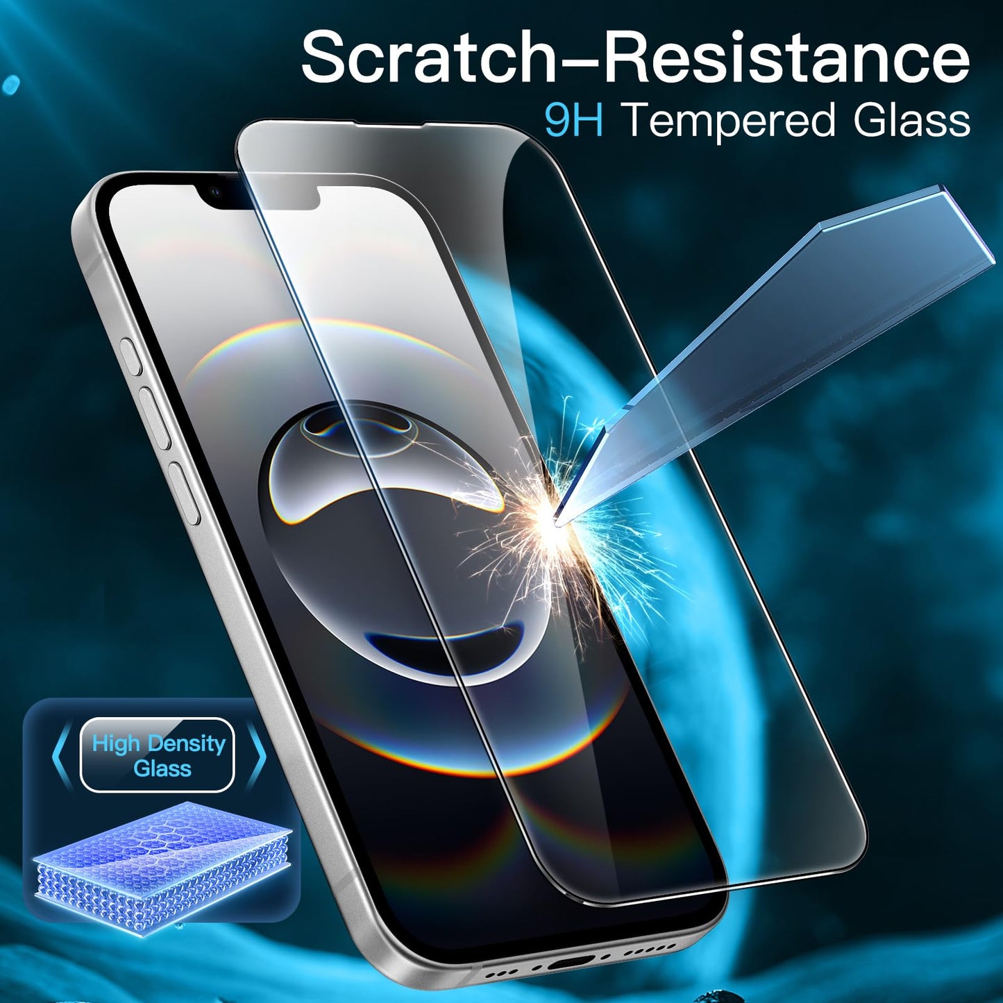 JETech Displayschutzfolie für iPhone 16 6,1 Zoll, gehärtetes Glas mit einfachem Installationstool, Case-Friendly, HD Klar, 3 Stück