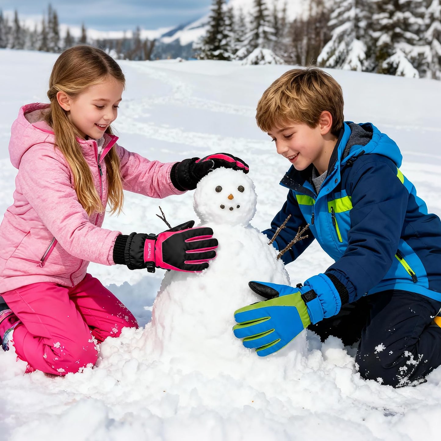 ThxToms Kinder Winterhandschuhe Wasserdichte Ski-Snowboardhandschuhe für Outdoor-Sportarten, Jungen und Mädchen Kaltwetter-Fahrradhandschuhe