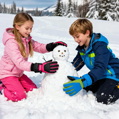 ThxToms Kinder Winterhandschuhe Wasserdichte Ski-Snowboardhandschuhe für Outdoor-Sportarten, Jungen und Mädchen Kaltwetter-Fahrradhandschuhe