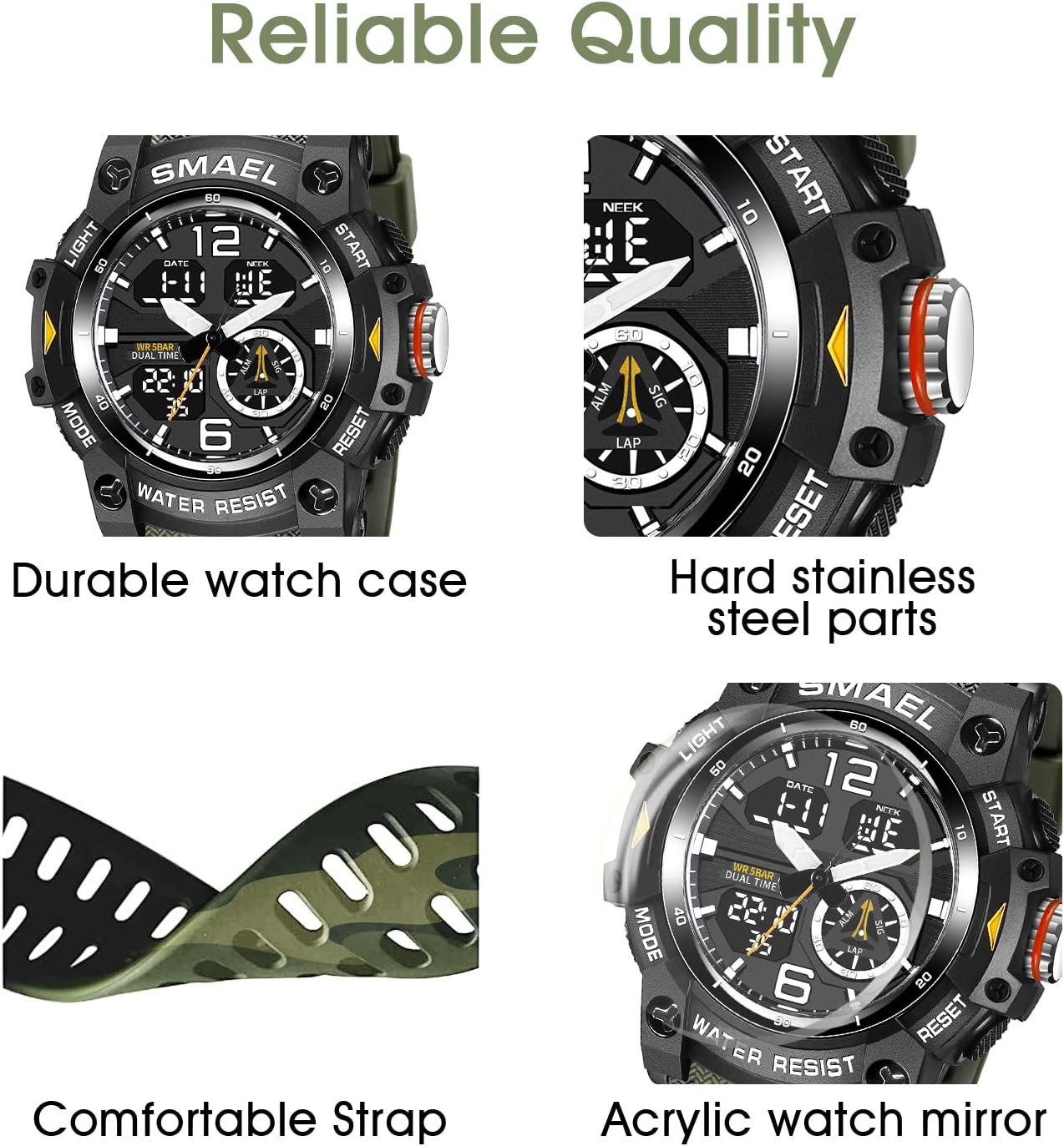 Herren Digitaluhr, Sportuhren für Männer Outdoor Militär Digital Analog Stoppuhr Wasserdicht Multifunktionale Armbanduhr