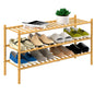 ROMGUAR CRAFT 3 Tier Bamboo Shoe Rack for Closet Free Standing Wood Shoe Shelf Storage Organizer for Entryway Small Space Stackable 27"x11"x20" (Natural)