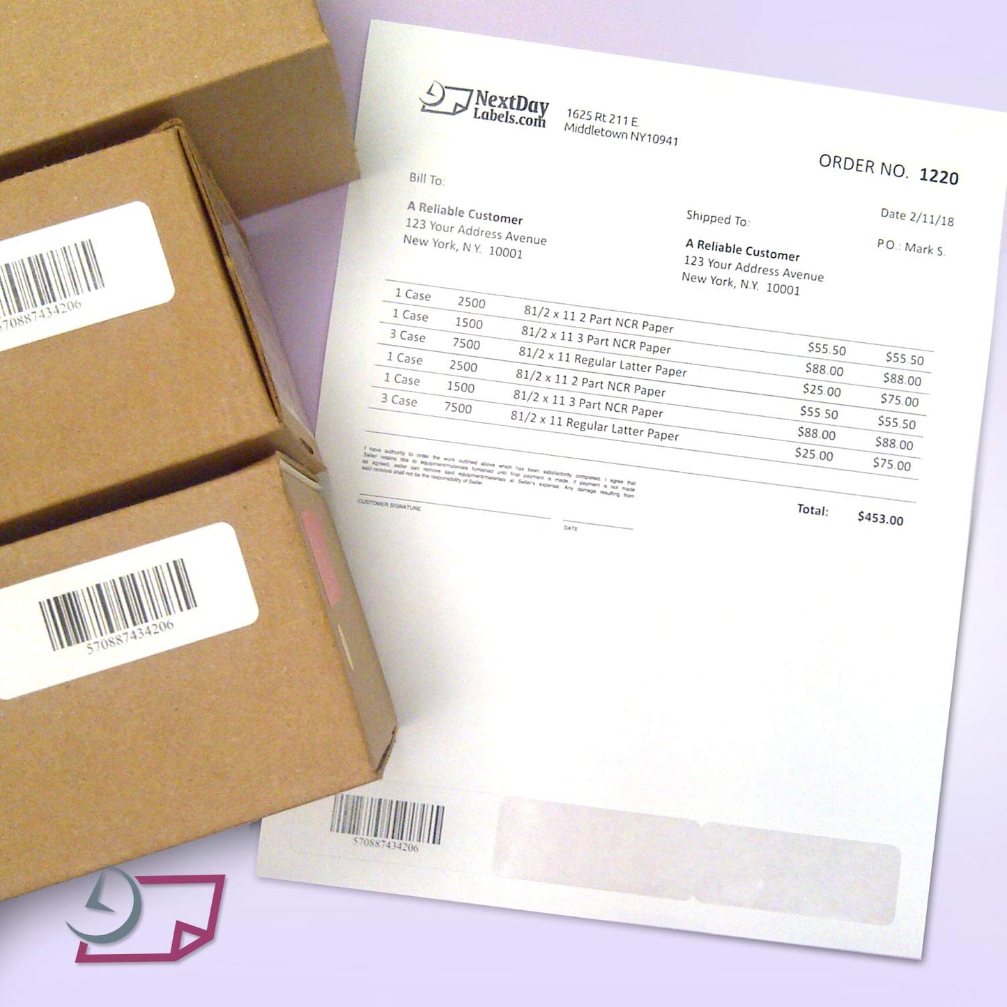 NextDayLabels - Integrated Laser Form with Label Combination (2x1 | 4 Labels | 500 Pack)