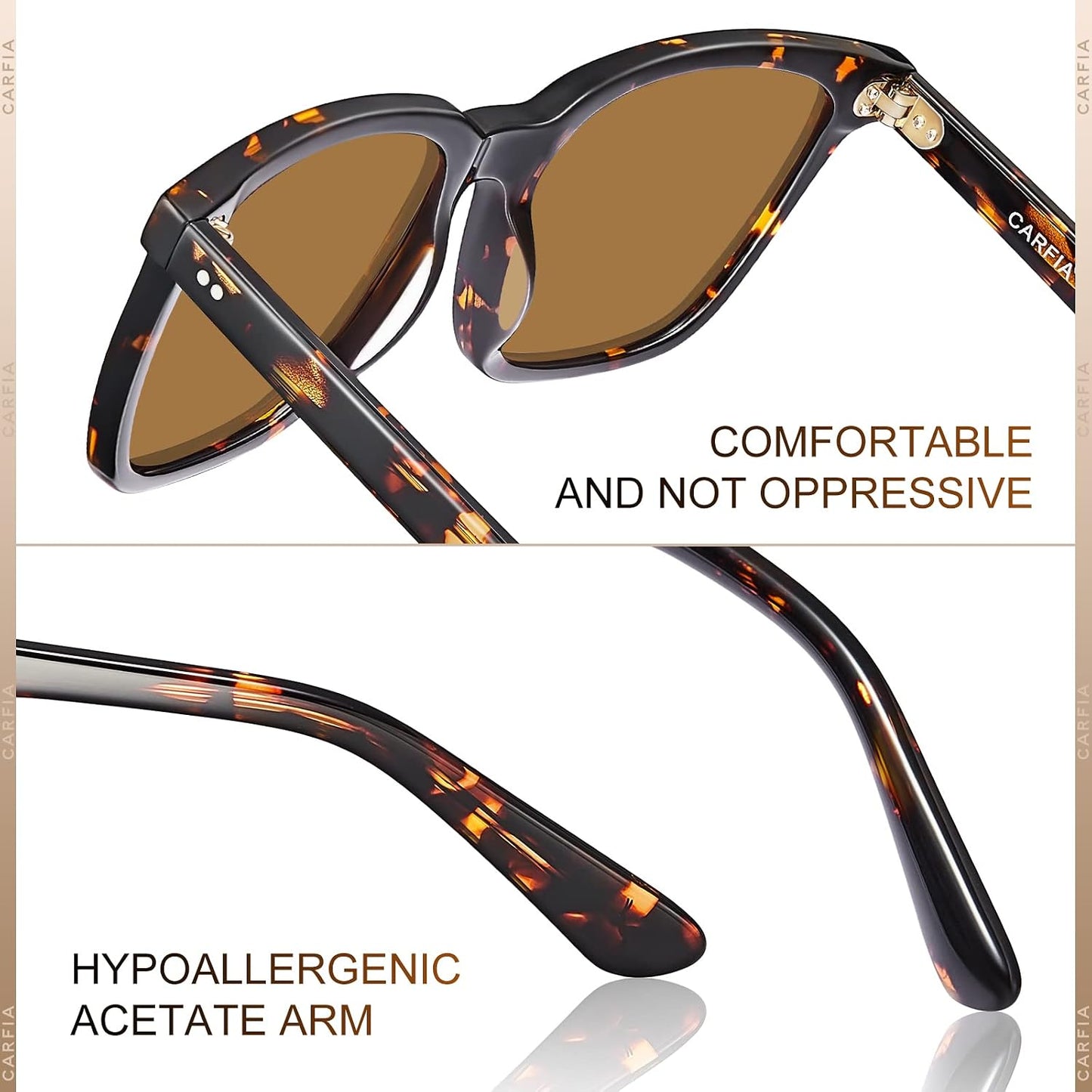 CARFIA Square Polarized Sunglasses for Men