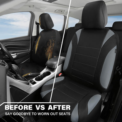 CAR Pass Neoprene Waterproof Two Front Car Seat Covers Set- Universal Fit for Vehicles, Airbag Compatiable(Black)