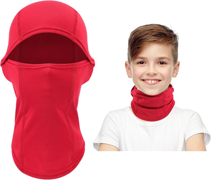 Kinder Sturmhaube Skimaske Kinder Schal Kinder Fleece Nackenwärmer Kälteschutz Gesichtsmaske für Jungen Mädchen Schwarz
