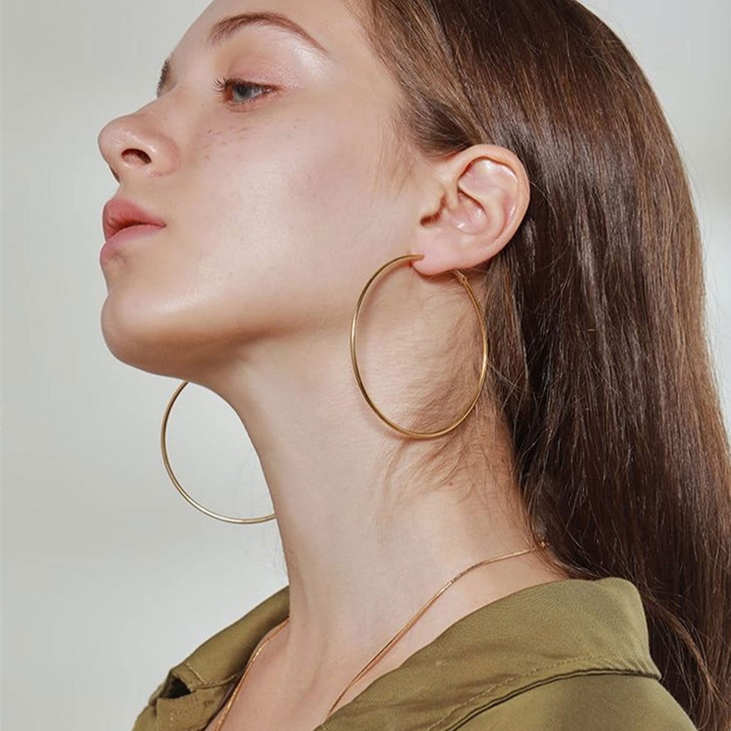 Große Gold Creolen für Frauen, Hypoallergene Dünne Gold Creolen, Sterling Silber Creolen für Damen, Extra Große, Mittelgroße, Große Creolen