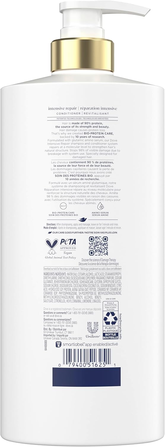 Dove Intensive Repair Shampoo für geschädigtes Haar mit flüssiger Bio-Protein-Pflege, 828 ml