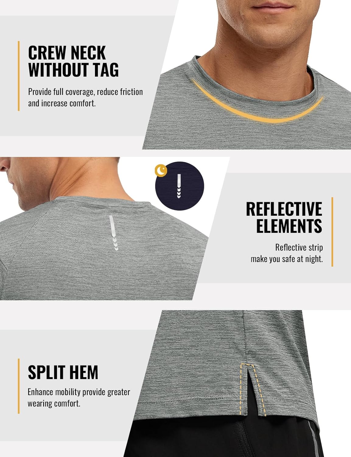 Rdruko Herren Kurzarm Trainingsshirts – Trockene Passform – Feuchtigkeitstransportierend – Für Laufen, Fitnessstudio, aktiven Sport