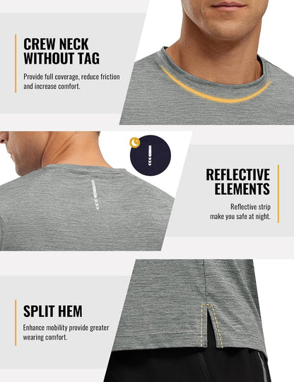 Rdruko Herren Kurzarm Trainingsshirts – Trockene Passform – Feuchtigkeitstransportierend – Für Laufen, Fitnessstudio, aktiven Sport