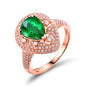 Aienid 18K Women 'S Wedding Band Rose Gold 1.67ct Pear Cut Emerald with 0.77ct Diamond Anniversary Ring for Womens