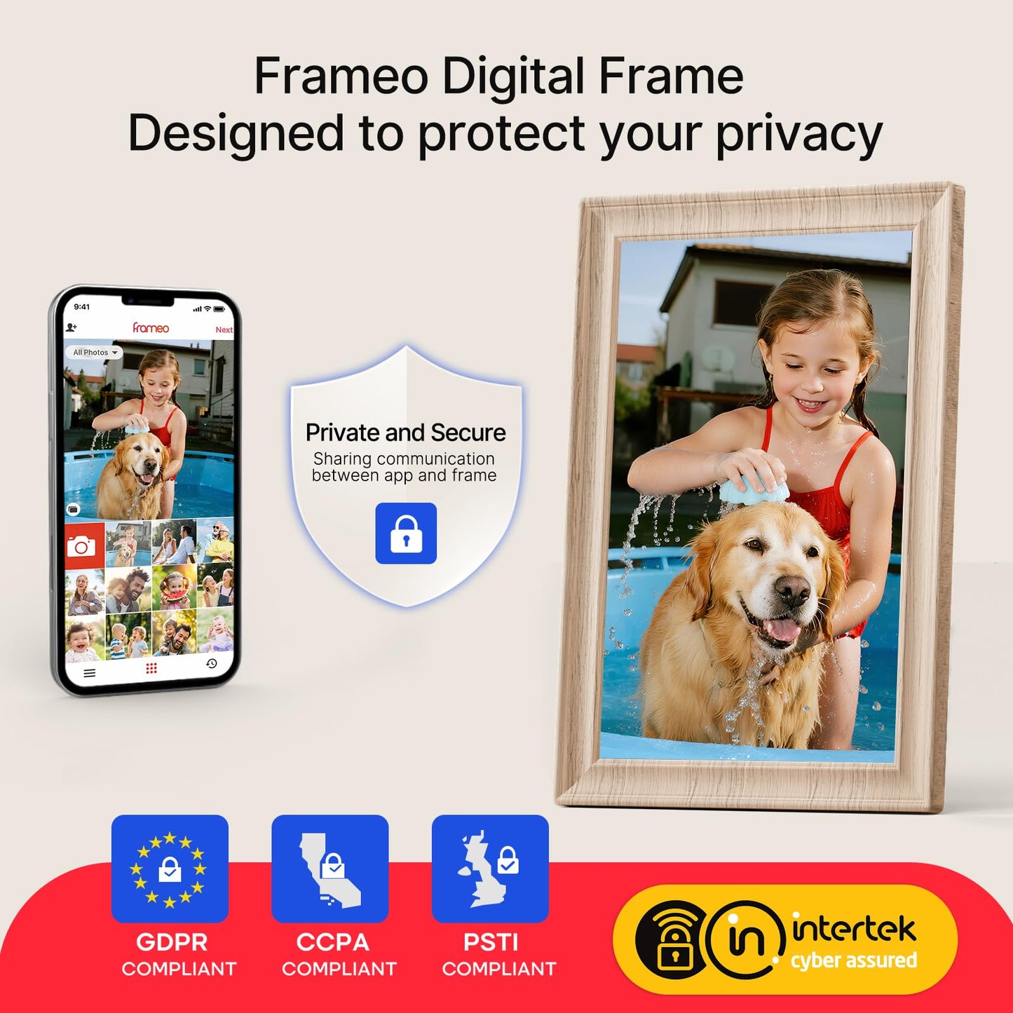 Frameo 10.1 Inch WiFi Digital Picture Frame, Smart Cloud Electronic Photo Frame with HD IPS Touch Screen Slideshow 32GB Memory Auto-Rotate Wall Mount, Share Photos/Videos from Phone - Gifts for Mom