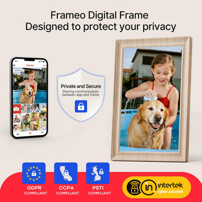 Frameo 10.1 Inch WiFi Digital Picture Frame, Smart Cloud Electronic Photo Frame with HD IPS Touch Screen Slideshow 32GB Memory Auto-Rotate Wall Mount, Share Photos/Videos from Phone - Gifts for Mom
