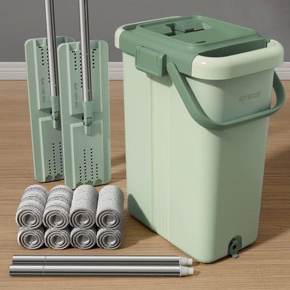 X-Large Green Bucket #5 + 60" Dual Mops + 8 Pads