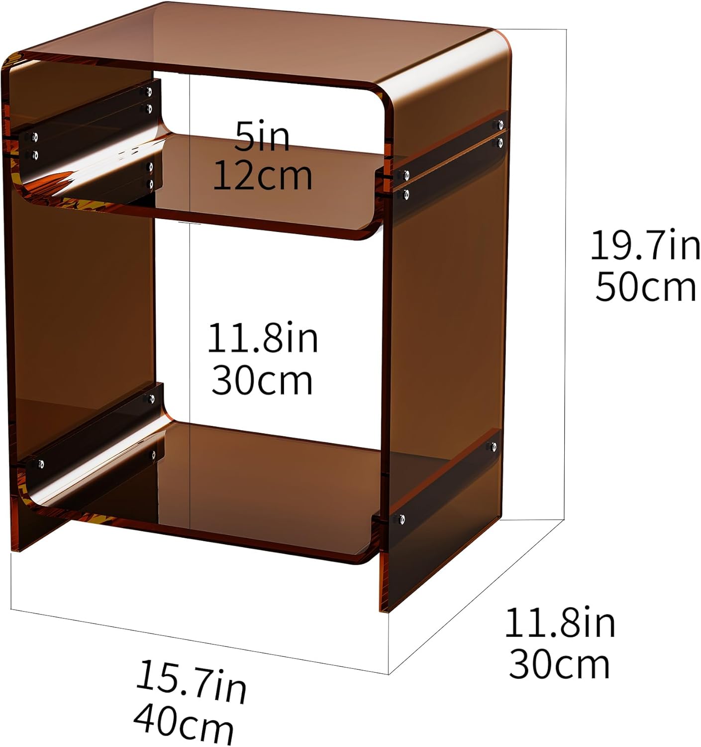 Acrylic Side Table with Storage Shelf - A Perfect Blend of Elegance and Practicality