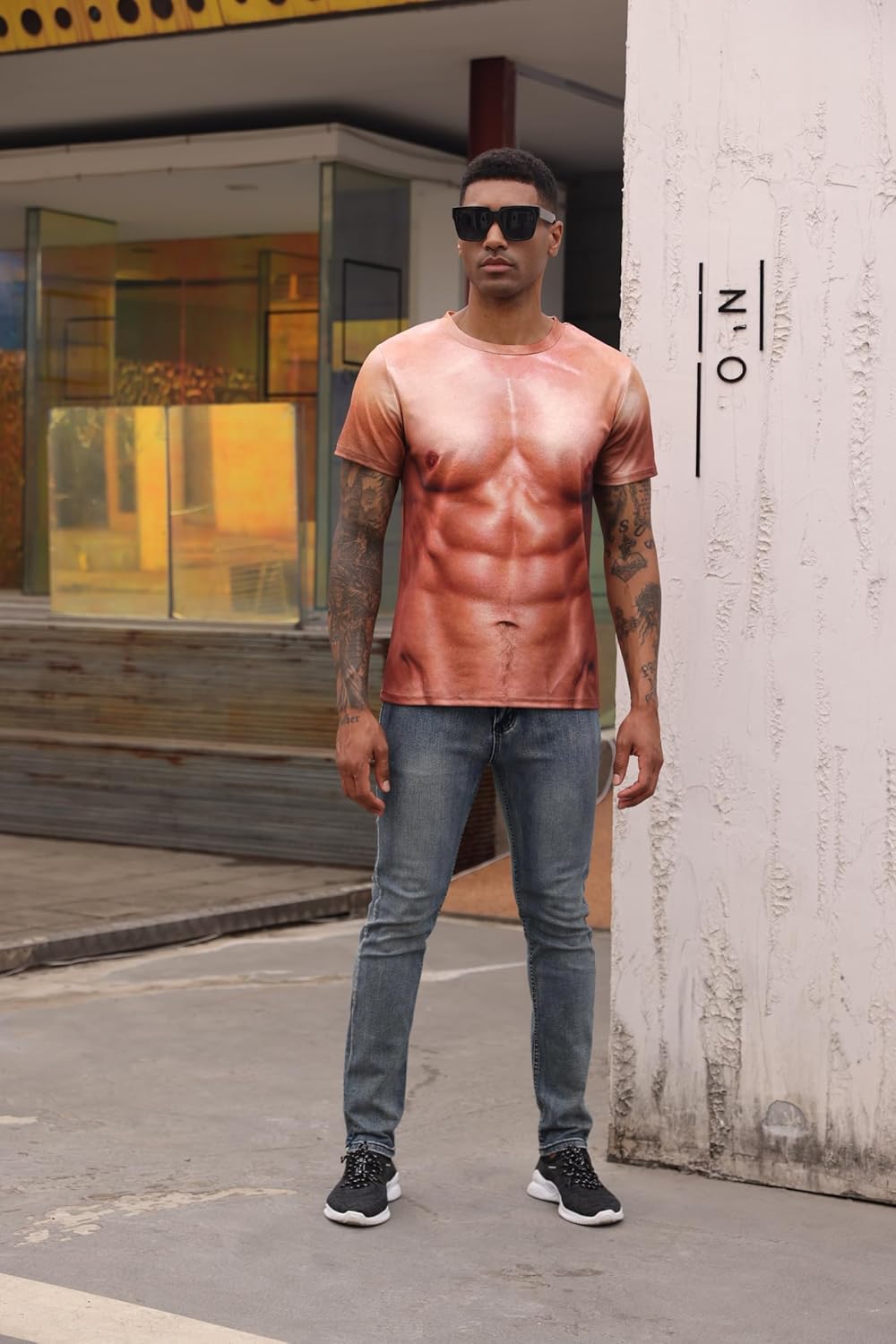 Cozople Herren T-Shirts 3D Bedruckt Lustige Shirts Hässliche Kurzarm Rundhals Oberteil Tee