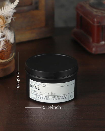 Obsidian Crystal Energy Candle for Emotional Support and Self-Care