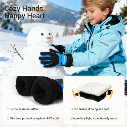 ThxToms Kinder Winterhandschuhe Wasserdichte Ski-Snowboardhandschuhe für Outdoor-Sportarten, Jungen und Mädchen Kaltwetter-Fahrradhandschuhe