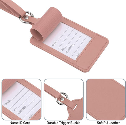 4 Pack Luggage Tag, Anyos PU Leather Travel Bag Labels Suitcase Baggage Tags with Name ID Card Privacy Protection