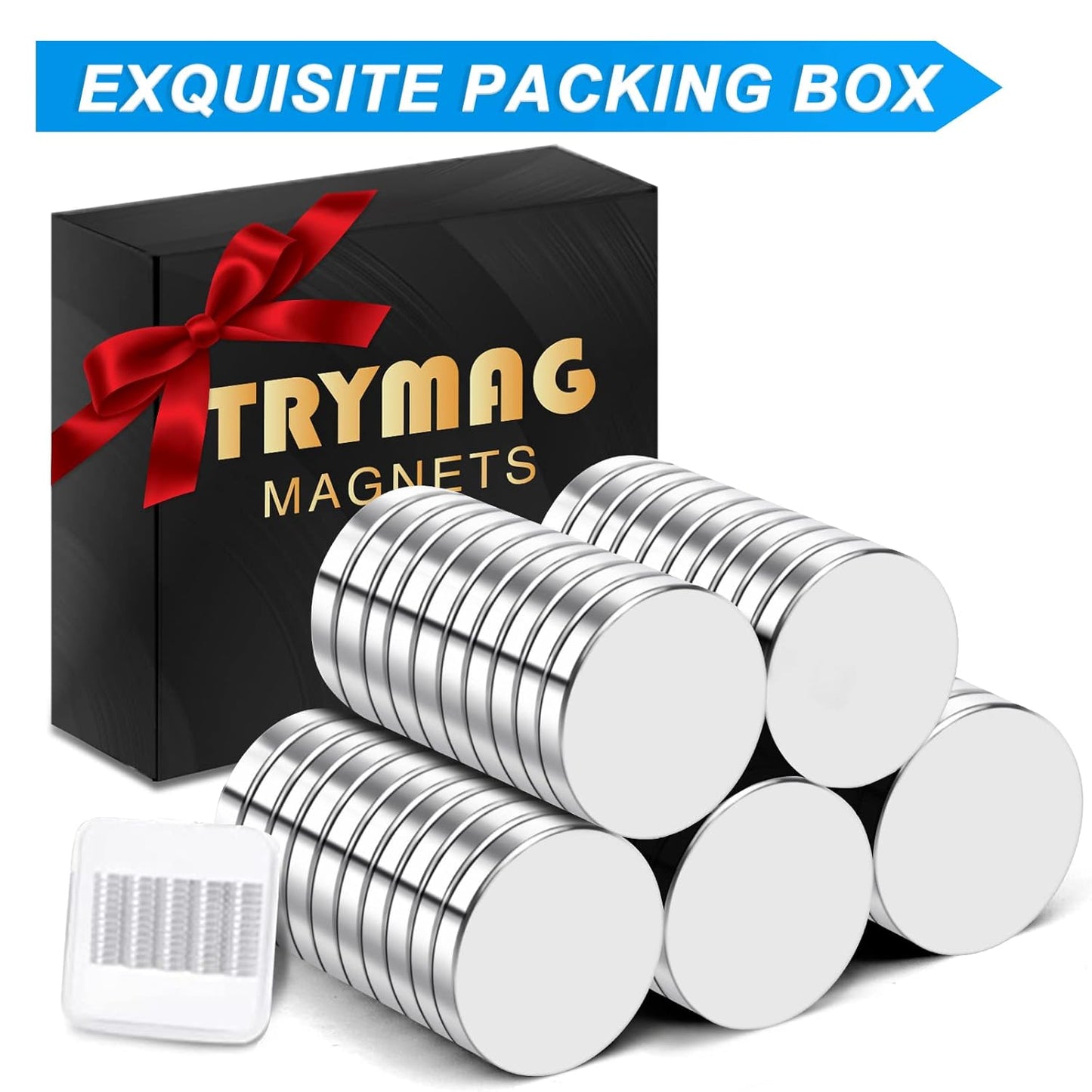 TRYMAG Klein 10x3mm 50 Stück Seltenerdmagnete, 50 Stück Winzige Runde Kühlschrankmagnete für Whiteboard, Kühlschrank, DIY, Küche, Büro