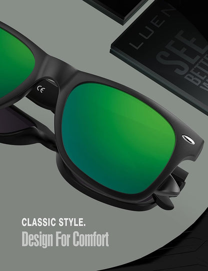 LUENX Polarisierte Sonnenbrillen für Herren und Damen, quadratische Fassung – UV-400-Schutz, 54 mm