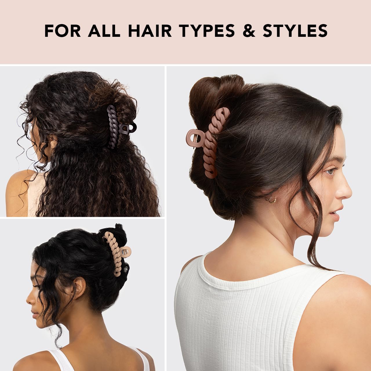 Kitsch Mittelgroße Haarspangen für Damen, starker Halt, Haarclips aus recyceltem Kunststoff für dickes Haar | Ideal für Hochsteckfrisuren, halb offene Frisuren | Ideale Geschenke für Frauen – 2 Stück, Schwarz und Schildpatt