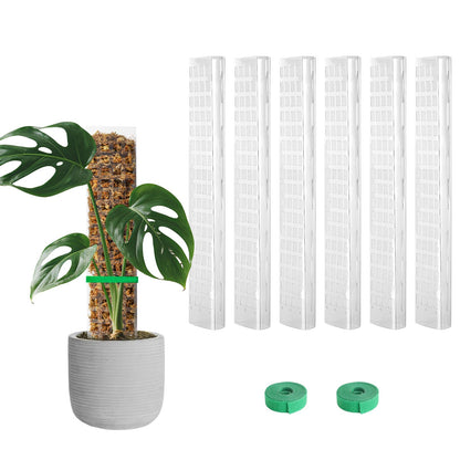EOX 4 Pcs 24 Inch Plastic Moss Pole for Monstera, Large D Shaped Poles for Climbing Plants Work with Sphagnum Moss, 90 Inch Plant Stake Set of 4, Garden Ties