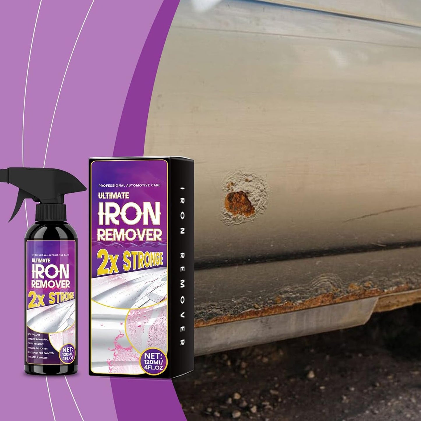 Iron Remover Car Detailing,Powerful Rust Stain Remover - Protective Metal Cleaner, 120ml Long-Lasting Automotive Detailing Products for Wheel