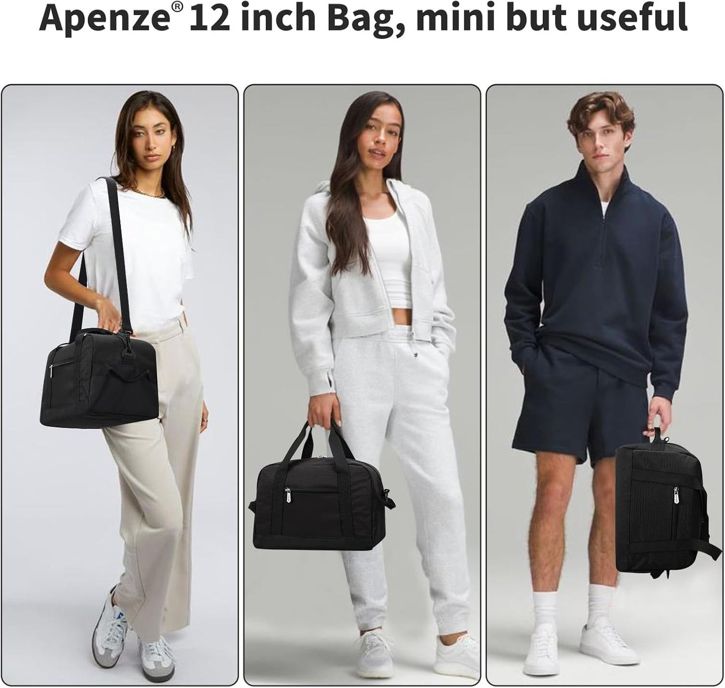 Kleine Sporttasche 18 Zoll Handgepäck Reisetasche für Wochenendtrips Sport-Schwarz