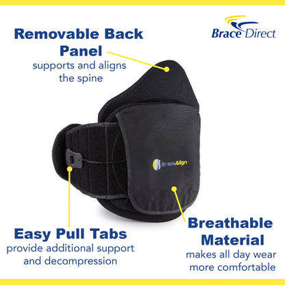 VertebrAlign LSO Lumbar Back Brace, Medical Grade Lower Back Pain Relief for Herniated Discs, Sciatica, Post-Op, PDAC L0631 L0637 L0648 L0650, Black, Size Fits Most (23–50 in Waist)