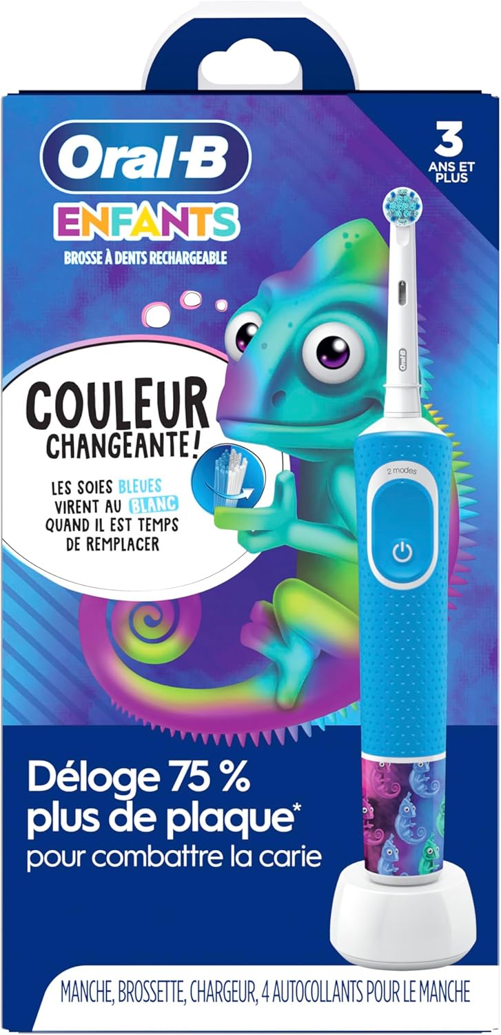 Oral-B Kid's Elektrische Zahnbürste mit Ladegerät, extrasaften, farbwechselnden Borsten, für Kinder ab 3 Jahren