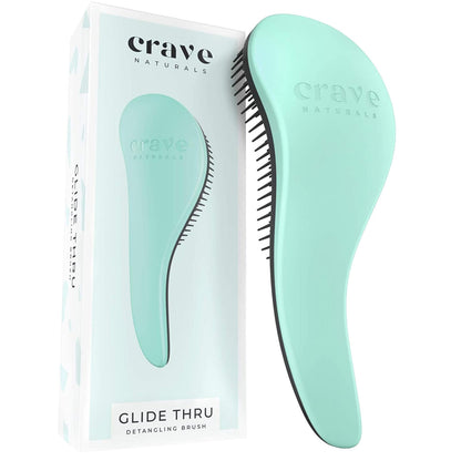 Crave Naturals Glide Thru Entwirrbürste für Erwachsene und Kinder. Entwirrbürste für natürliches, lockiges, glattes, nasses oder trockenes Haar. Haarbürsten für Frauen. Stylingbürste (Blau)