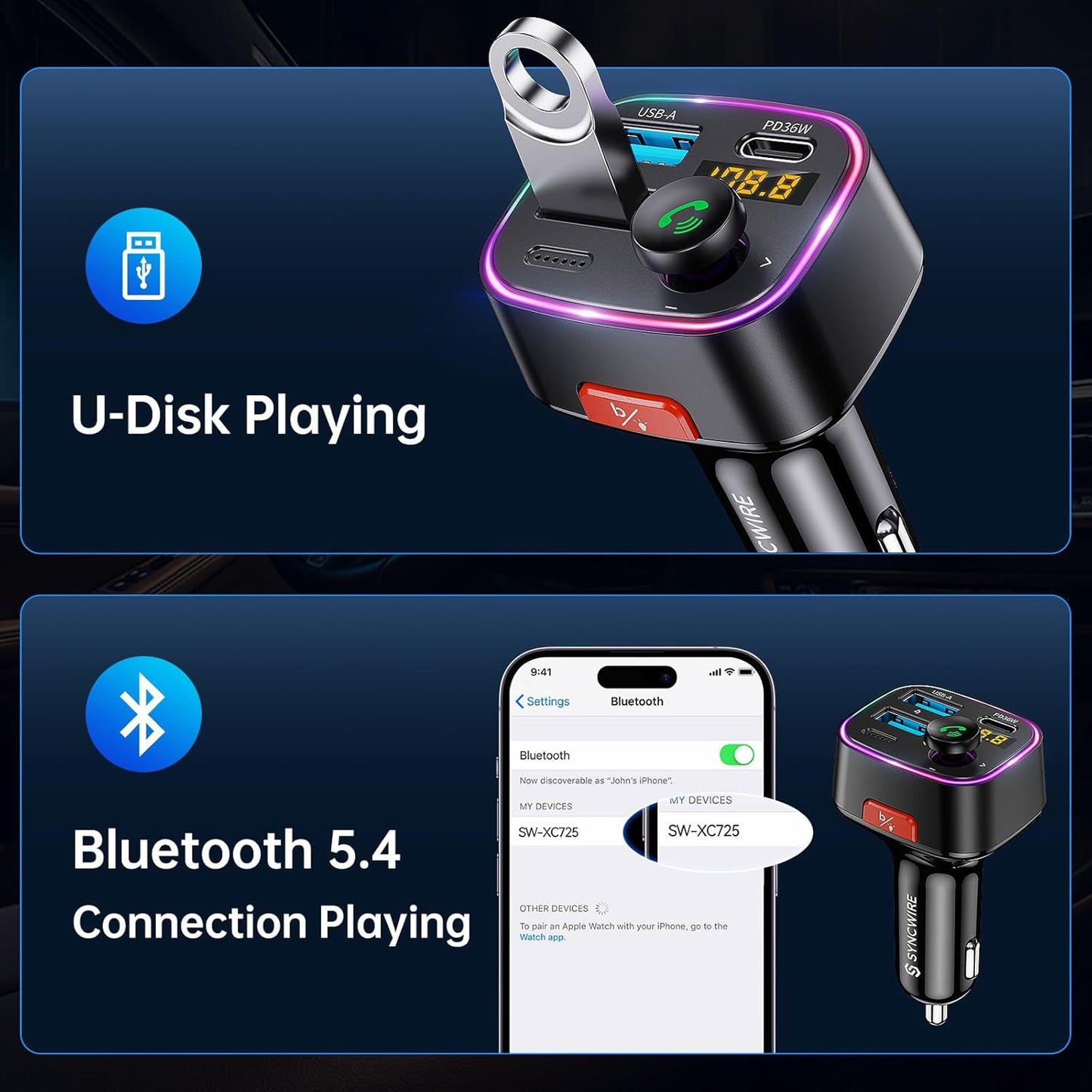 Syncwire Bluetooth 5.4 FM Transmitter Car Adapter Review