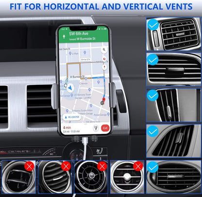 Miracase Handyhalterung für Lüftungsschlitze im Auto【2026 Breitere Klemme & Metallhaken】 Handyhalterung für Lüftungsschlitze im Auto, Freisprechfunktion, Handy-Autohalterung für iPhone 17 Pro Max 16 15 14 13 12 Samsung S25 Autozubehör