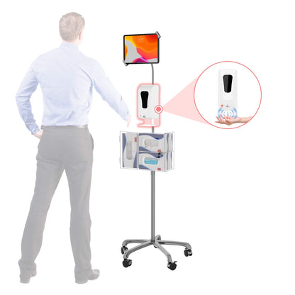 Medical Mobile Stand – CTA Medical Mobile Floor Stand for iPad 7/8/9 Gen 10.2”, 12.9” iPad Pro, 11” iPad Pro, iPad mini, iPad Air 4, Surface Pro X, and Other 7-13" Tablet - White