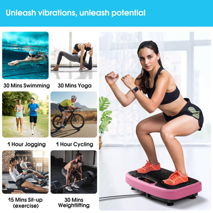 SoftGym Waver Vibration Plate Exercise Machine for Lymphatic Drainage Weight Loss,120 Speed Levels Vibrating Platform with Resistance Bands,Full-Body Workout Equipment for Muscle Activation