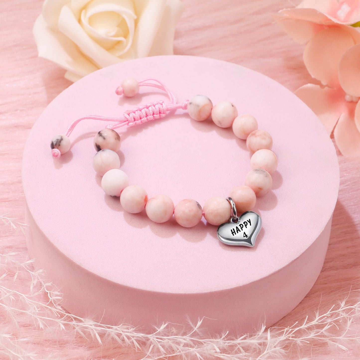Sereney 5 Jahre altes Mädchen Geburtstagsgeschenkideen, verstellbares rosa-weißes Perlenarmband als Fünf-Jahres-5-Jahre-altes 5. Geburtstagsgeschenk für Teenager-Mädchen, Tochter, Nichte, Enkelin