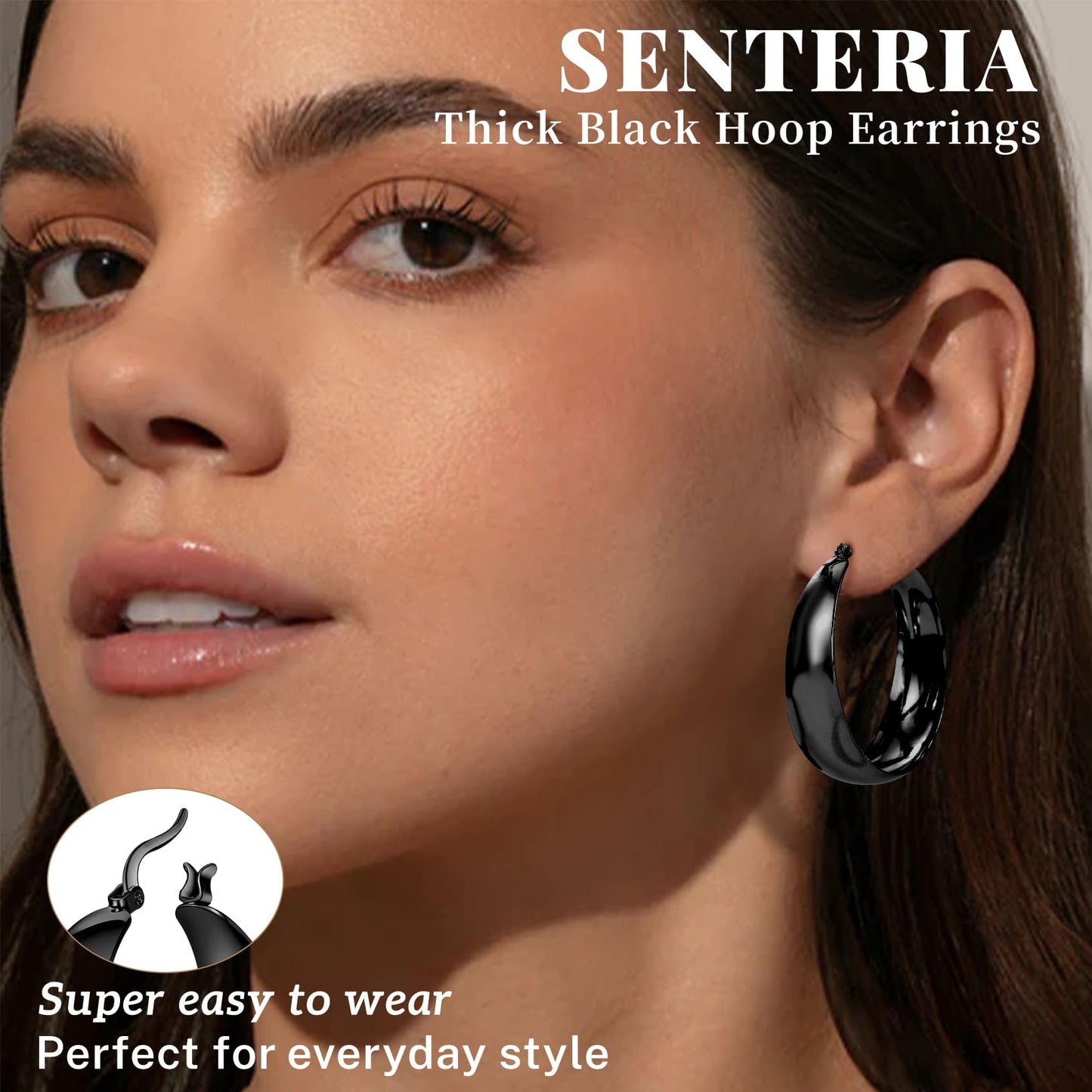 Senteria Dicke, klobige, vergoldete Creolen für Frauen, hypoallergene, 14K vergoldete Creolen, leichte, große goldene Creolen für Frauen, 30 MM
