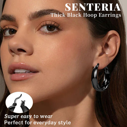 Senteria Dicke, klobige, vergoldete Creolen für Frauen, hypoallergene, 14K vergoldete Creolen, leichte, große goldene Creolen für Frauen, 30 MM