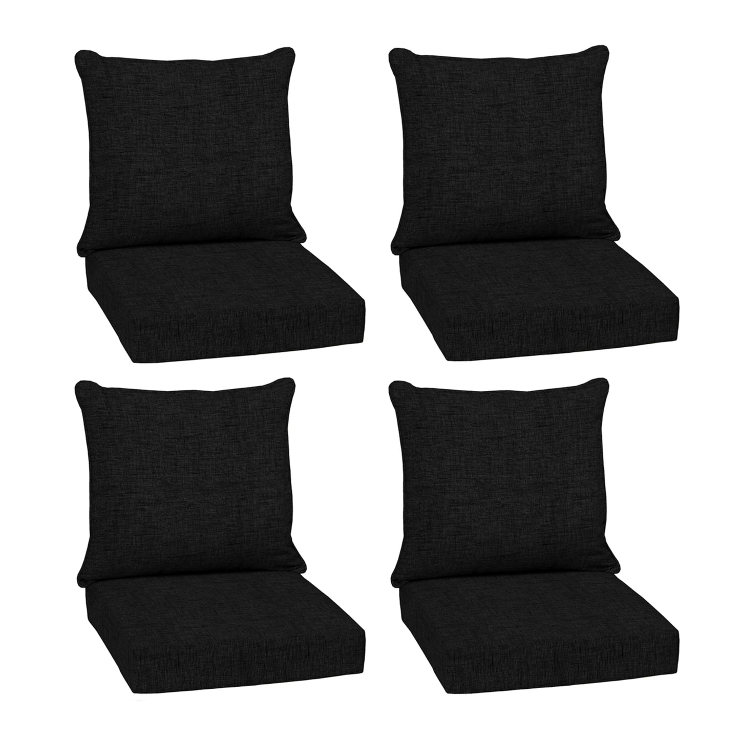 Arden Outdoor Foam Deep Seat Cushions Set, 24x24, Premium High-Density Foam, Never Flattens, Weather-Proof for Patio Chair Sofa Couch, Blue Shibori Stripe
