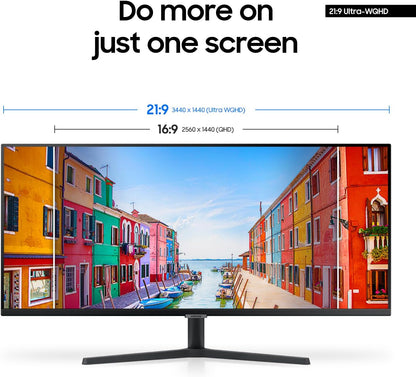 SAMSUNG 34" ViewFinity S50GC Series Ultra-WQHD Monitor, 100Hz, 5ms, HDR10, AMD FreeSync, Eye Care, Borderless Design, PIP, PBP, LS34C502GANXZA, 2023, Black