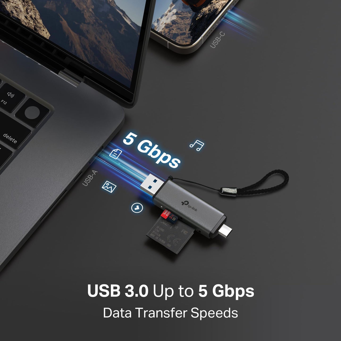 TP-Link SD Card Reader, High-Speed USB 3.0 to SD & microSD Card Reader, Aluminum Dual Slot Memory Card Reader for Laptop & More, Supports 2TB SD/SDHC/SDXC/microSD/microSDHC/microSDXC/TF Cards (UA430)