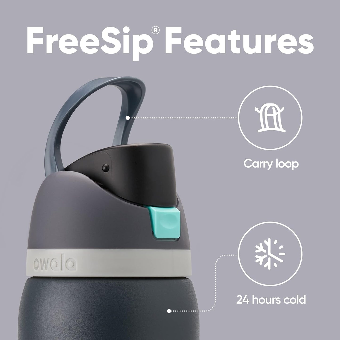 Owala FreeSip Isolierte Edelstahl-Wasserflasche mit Strohhalm für Sport und Reisen, BPA-frei, 710 ml, Shy Marshmallow