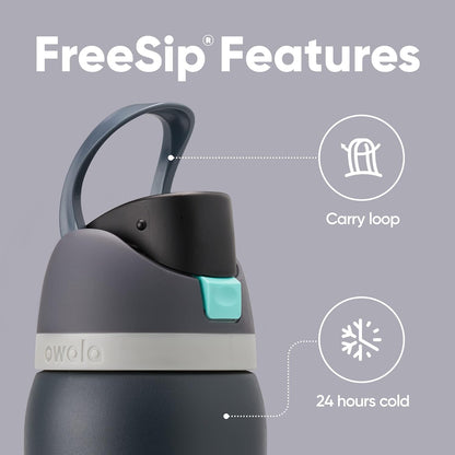 Owala FreeSip Isolierte Edelstahl-Wasserflasche mit Strohhalm für Sport und Reisen, BPA-frei, 710 ml, Shy Marshmallow