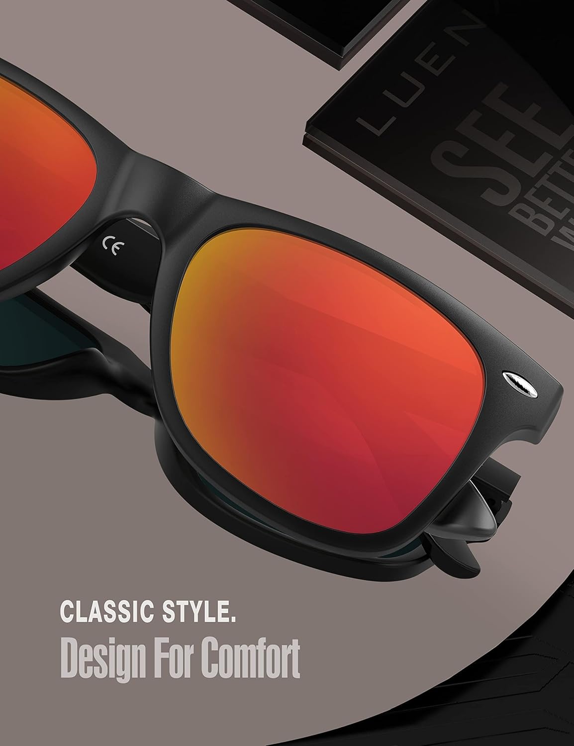 LUENX Polarisierte Sonnenbrillen für Herren und Damen, quadratische Fassung – UV-400-Schutz, 54 mm