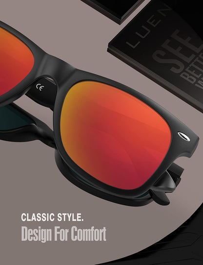 LUENX Polarisierte Sonnenbrillen für Herren und Damen, quadratische Fassung – UV-400-Schutz, 54 mm