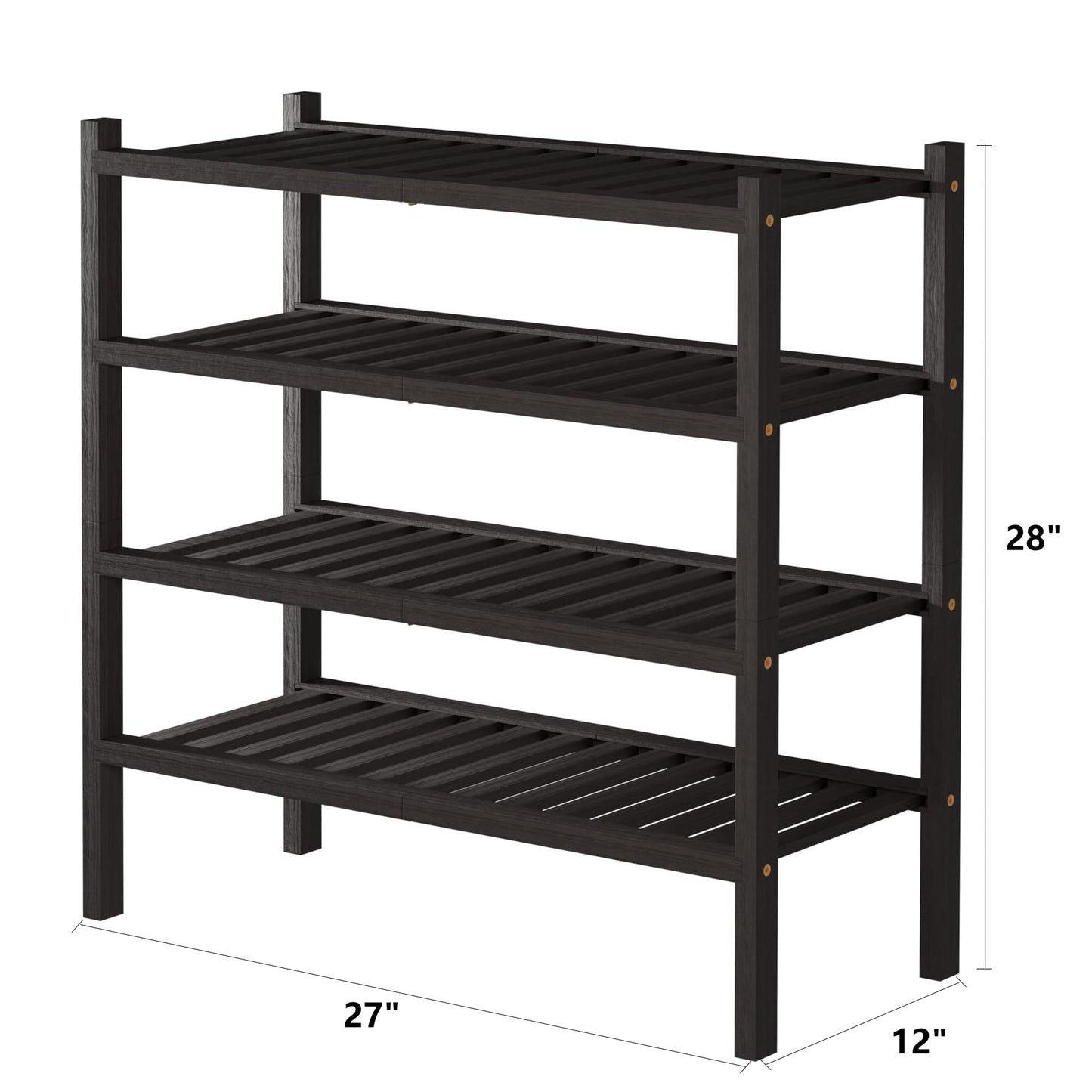 ROMGUAR CRAFT 3 Tier Bamboo Shoe Rack for Closet Free Standing Wood Shoe Shelf Storage Organizer for Entryway Small Space Stackable 27"x11"x20" (Natural)