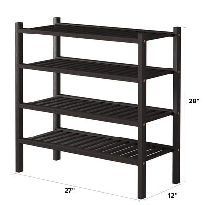 ROMGUAR CRAFT 3 Tier Bamboo Shoe Rack for Closet Free Standing Wood Shoe Shelf Storage Organizer for Entryway Small Space Stackable 27"x11"x20" (Natural)