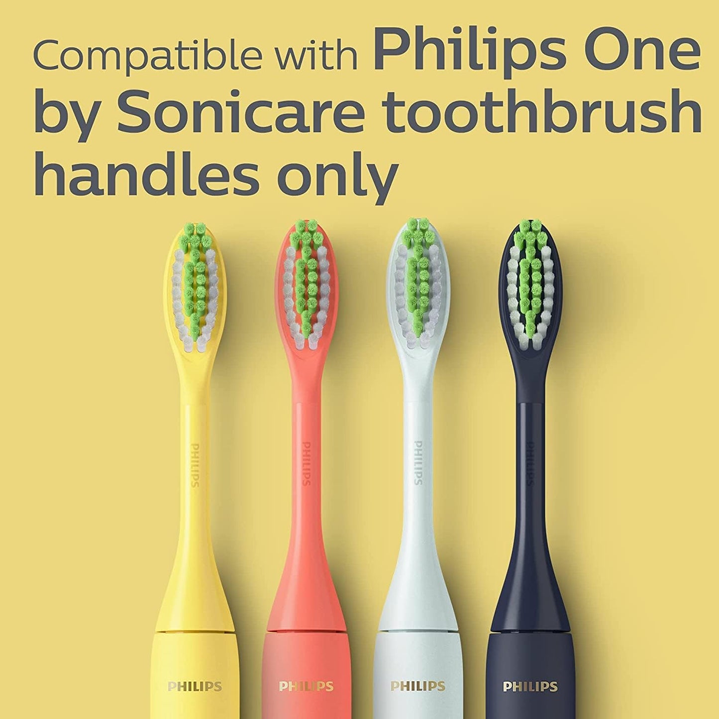 Philips One by Sonicare Ersatzbürstenköpfe, 2er-Pack, Schwarz, Kompatibel mit Philips One elektrische Zahnbürste, BH1022/06